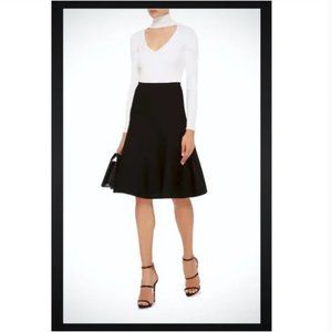 NEW Cushnie Et Ochs Black Knit Midi Flare Skirt SS16-820-10 Viscose XS $695
